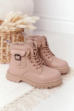 Hot Dziecięce Botki Z Kieszonką Beżowe TikTok Dzieci Dziewczęce