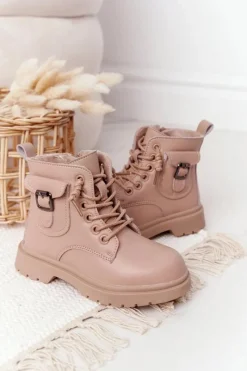 Hot Dziecięce Botki Z Kieszonką Beżowe TikTok Dzieci Dziewczęce