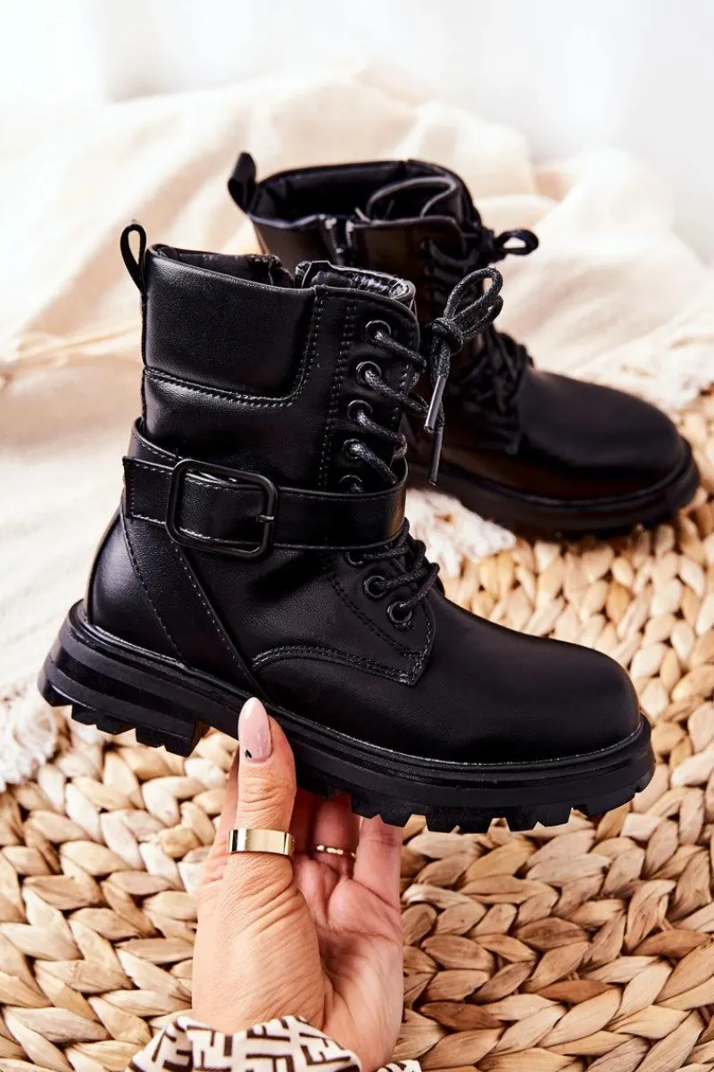 Online Dziecięce Botki Z Klamrą Czarne Dollay Dzieci Dziewczęce