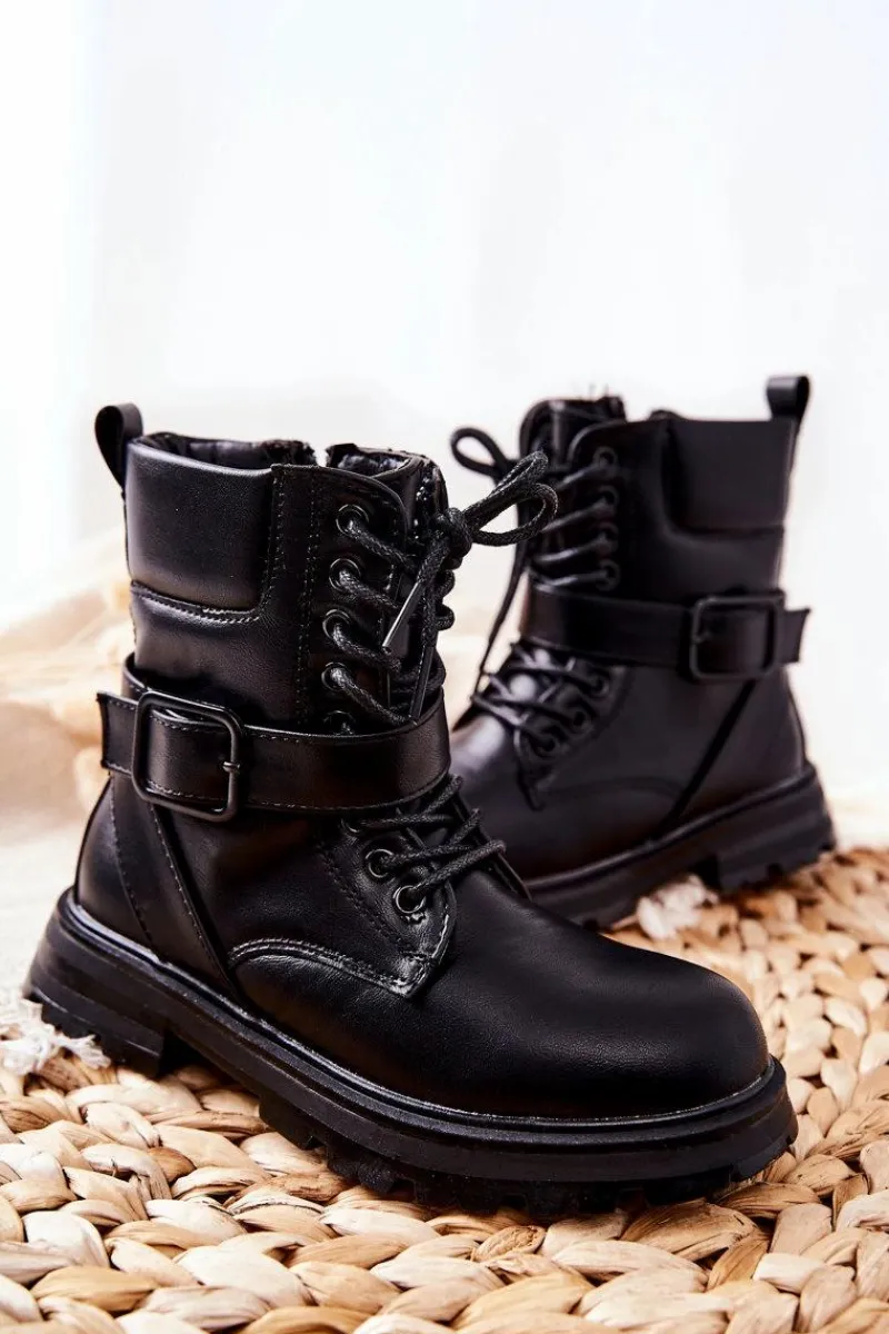 Online Dziecięce Botki Z Klamrą Czarne Dollay Dzieci Dziewczęce