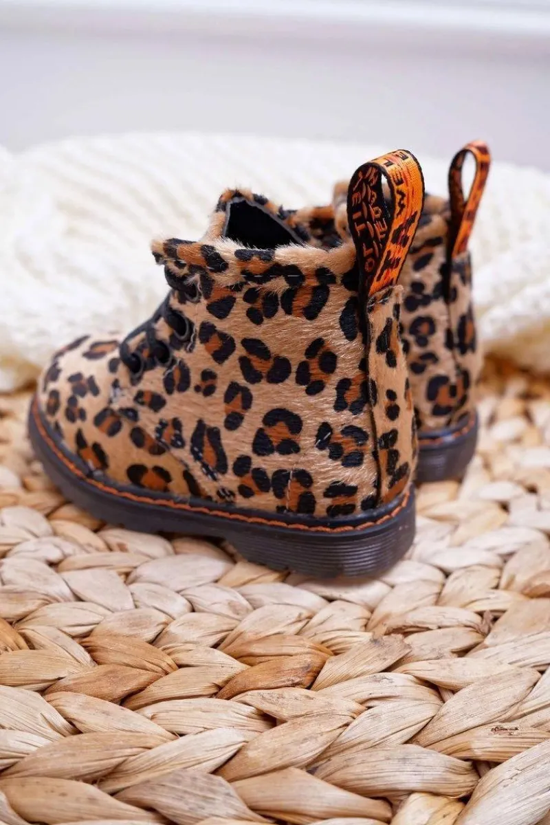 New Boto Dziecięce Botki z Suwakiem W Panterkę Lilo