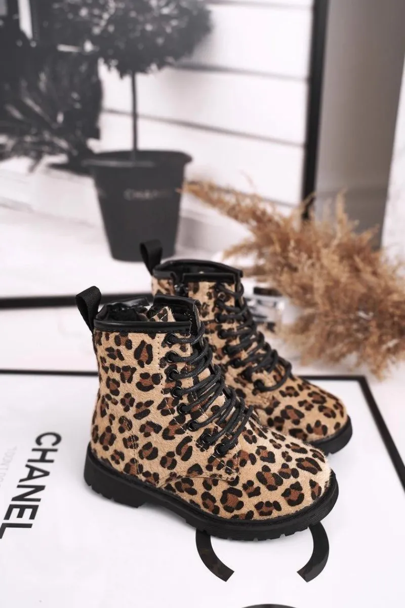 Dziecięce Botki z Suwakiem W Panterkę Dafne Dzieci Dziewczęce