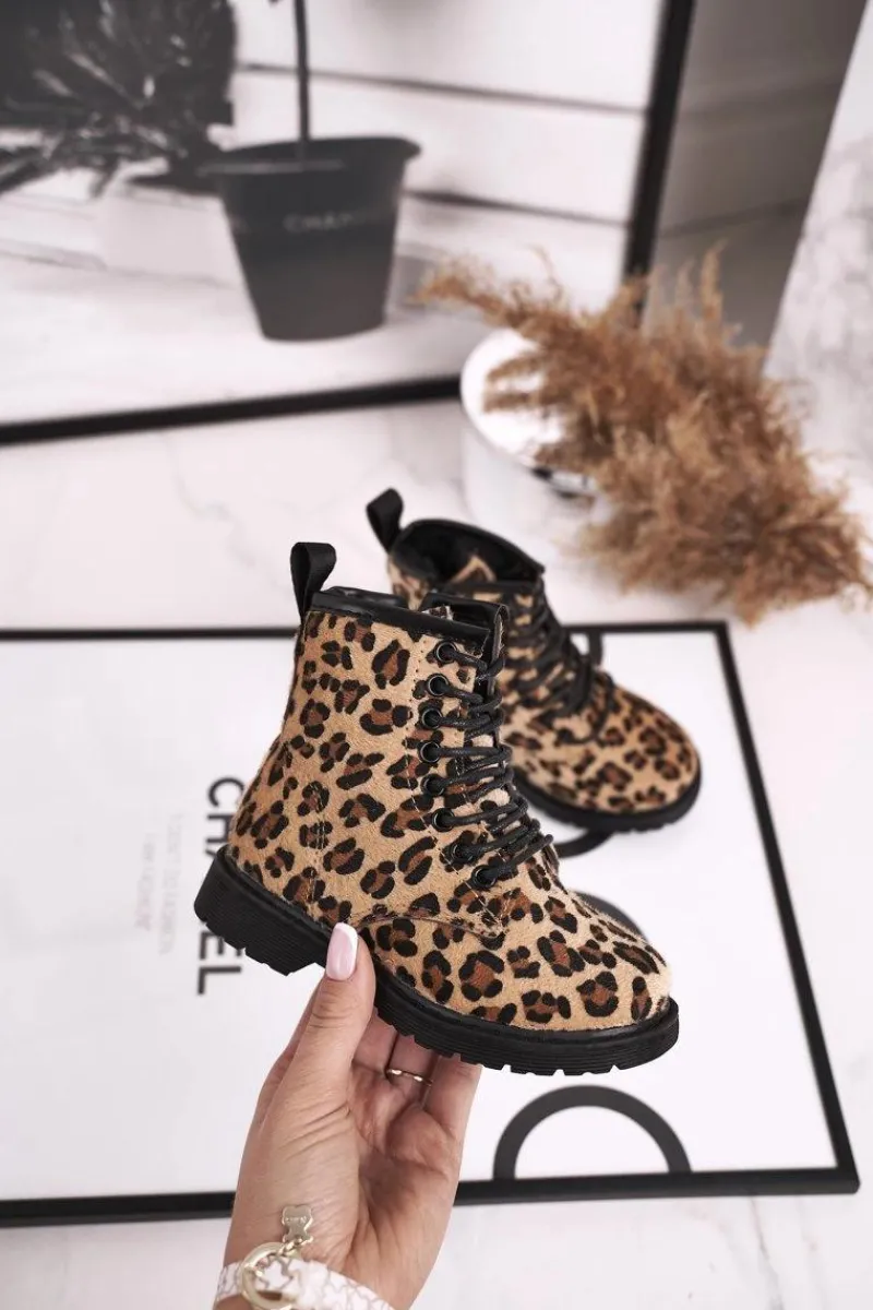 Dziecięce Botki z Suwakiem W Panterkę Dafne Dzieci Dziewczęce