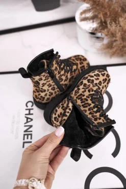 Dziecięce Botki z Suwakiem W Panterkę Dafne Dzieci Dziewczęce