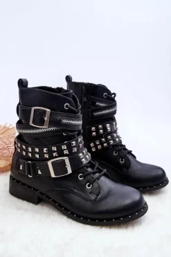 Best Boto Dziecięce Botki Z Ćwiekami Zamek Klamry Czarne