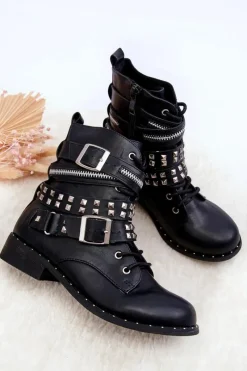 Best Boto Dziecięce Botki Z Ćwiekami Zamek Klamry Czarne