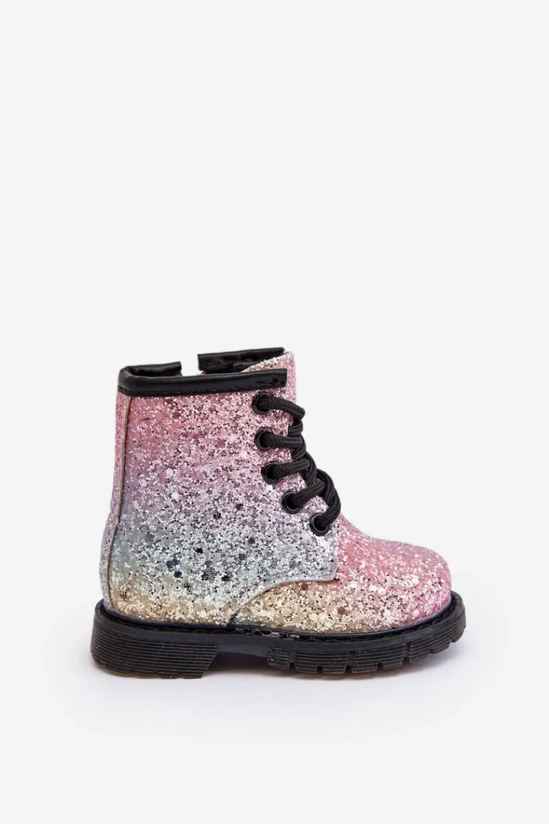 Dziewczęce>Boto Dziecięce Brokatowe Botki Ocieplane z Suwakiem Multikolor Saussa Wielokolorowy