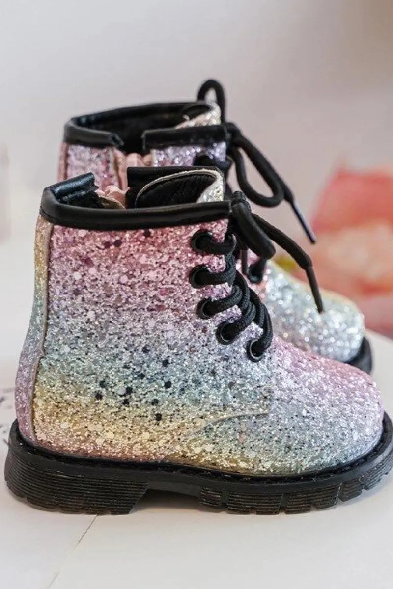 Dziewczęce>Boto Dziecięce Brokatowe Botki Ocieplane z Suwakiem Multikolor Saussa Wielokolorowy