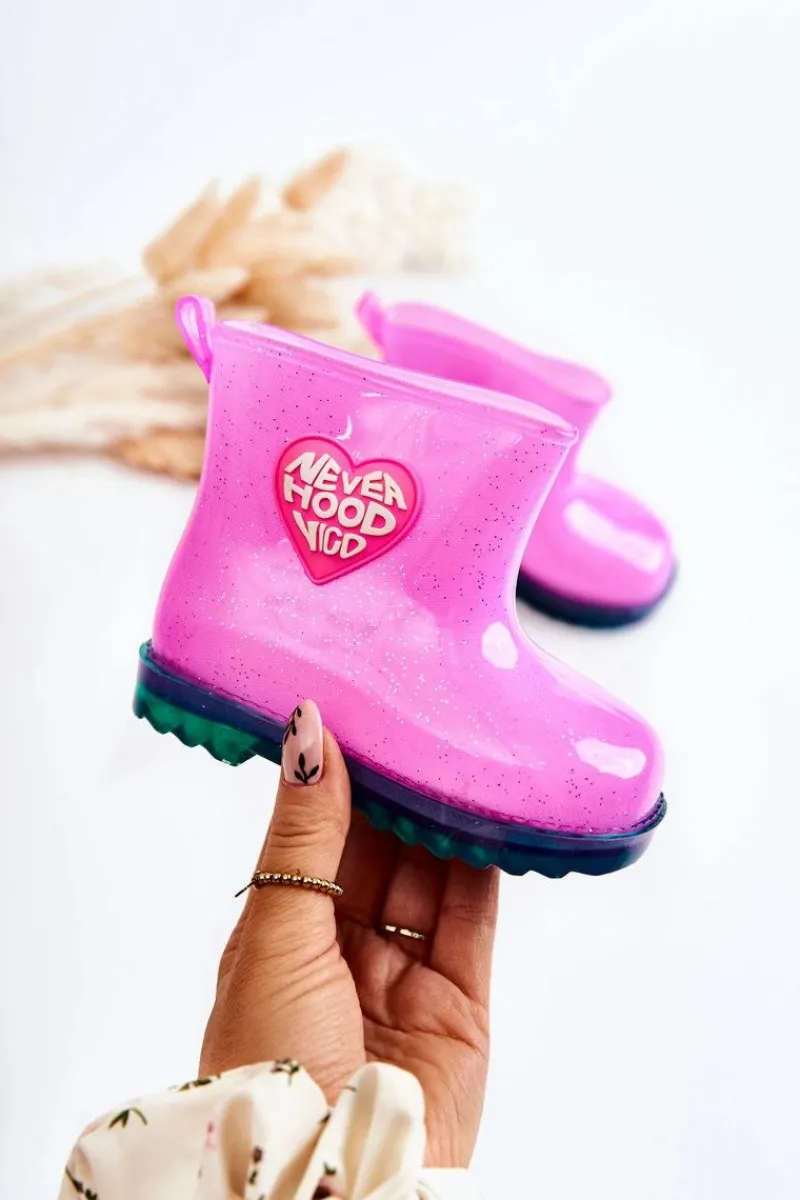 Online Boto Dziecięce Brokatowe Kalosze Fuksja Rain