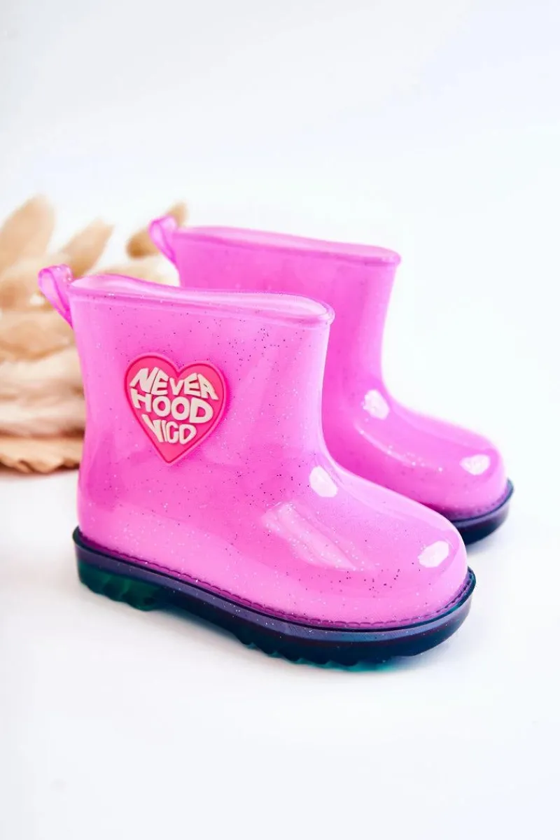 Online Boto Dziecięce Brokatowe Kalosze Fuksja Rain
