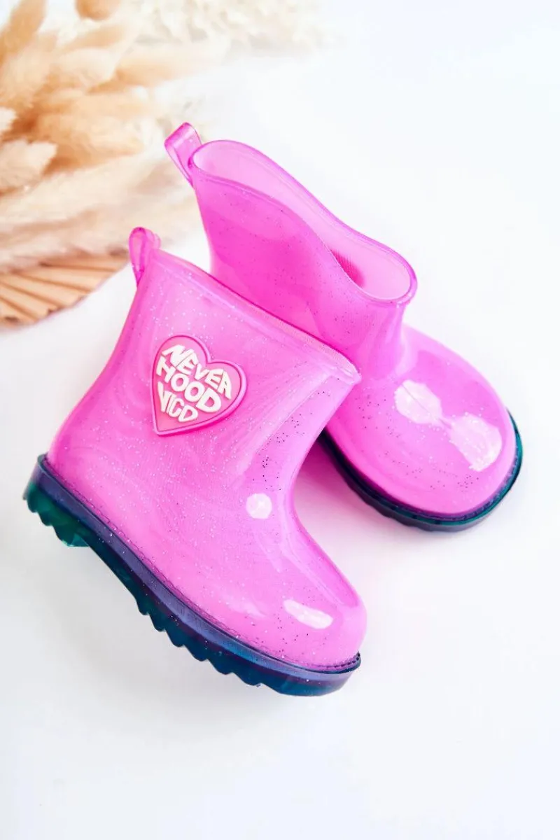 Online Boto Dziecięce Brokatowe Kalosze Fuksja Rain