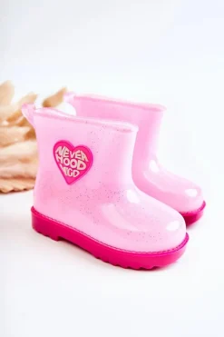 Dziewczęce>Boto Dziecięce Brokatowe Kalosze Różowe Rain
