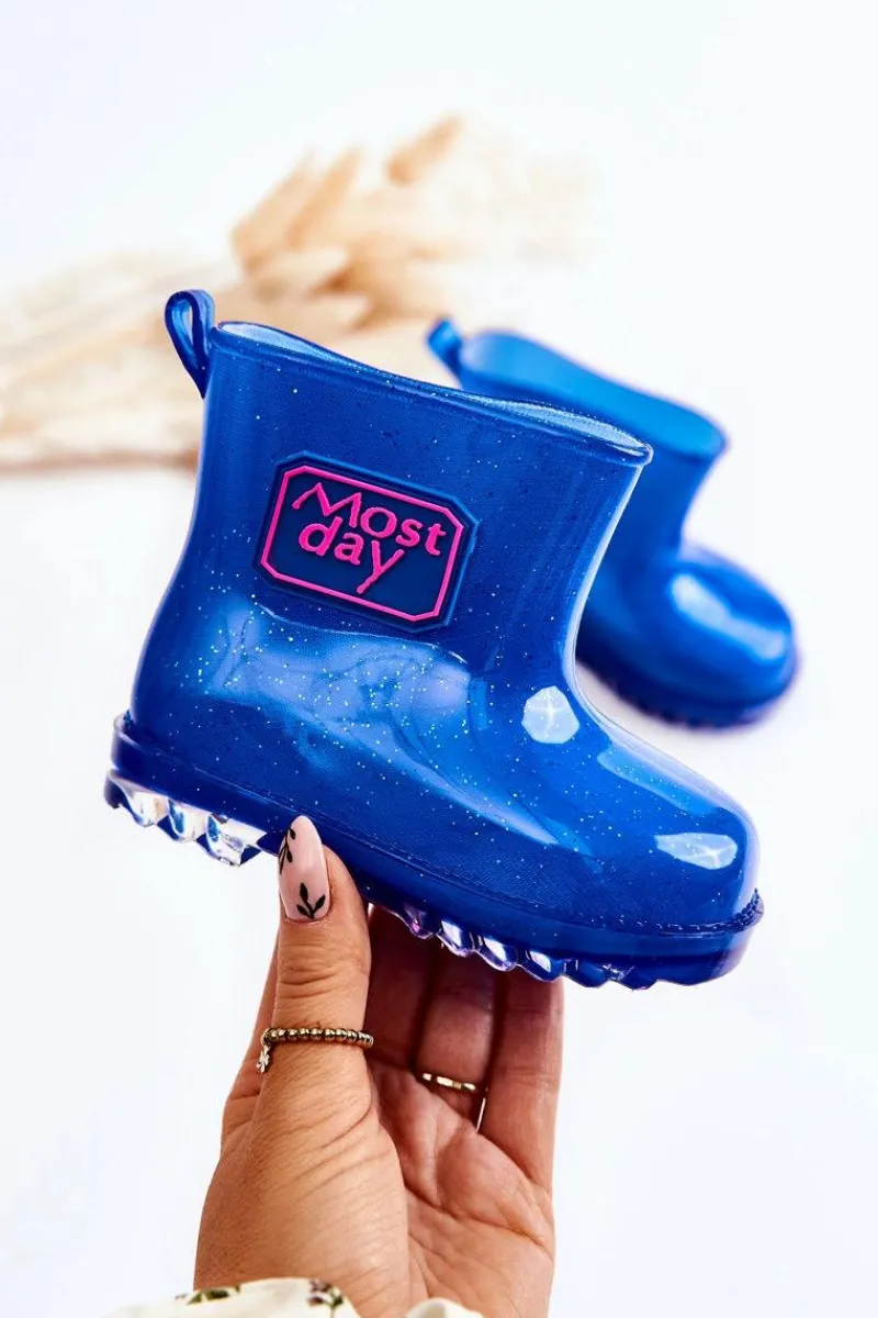 Sale Boto Dziecięce Brokatowe Kalosze Granatowe Rain Niebieski