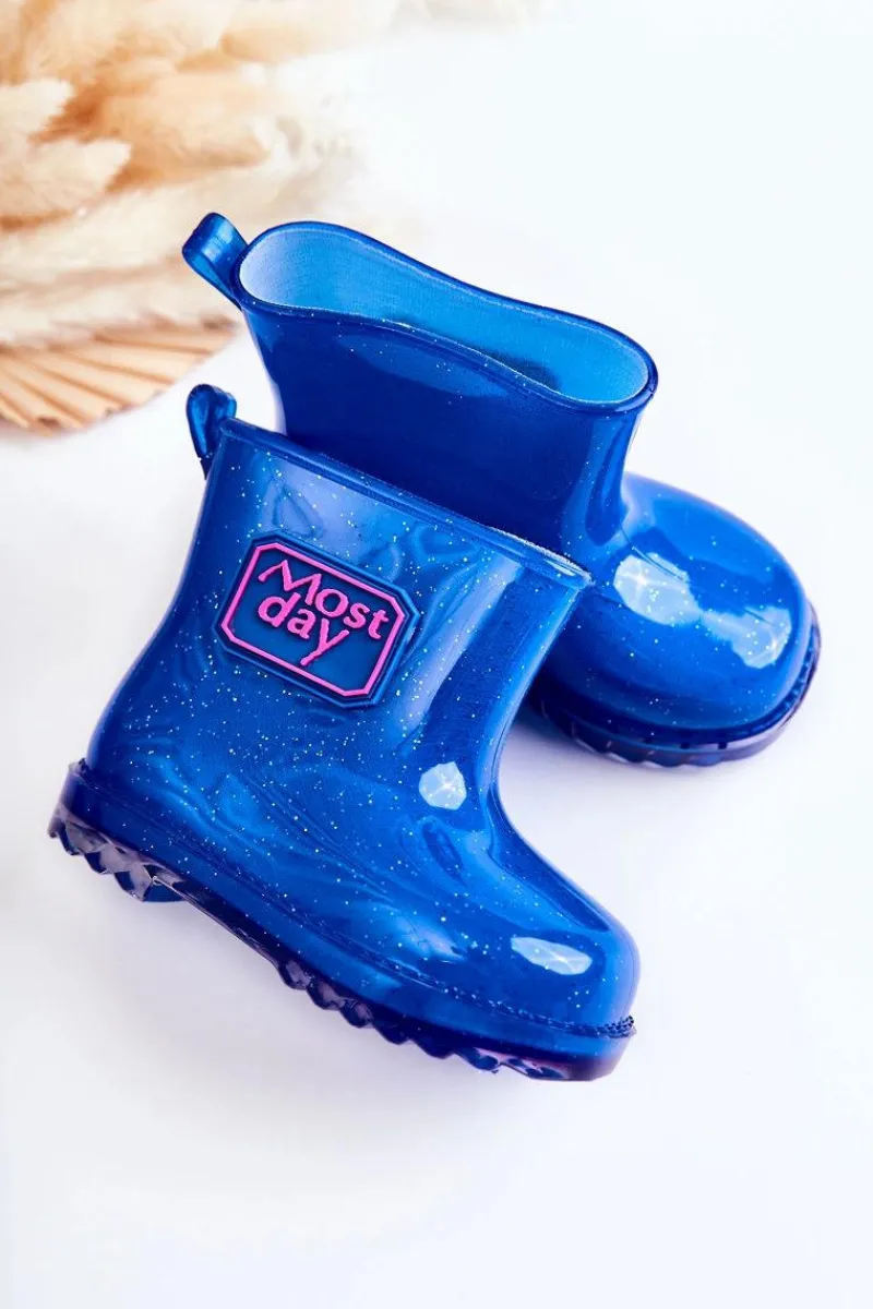 Sale Boto Dziecięce Brokatowe Kalosze Granatowe Rain Niebieski