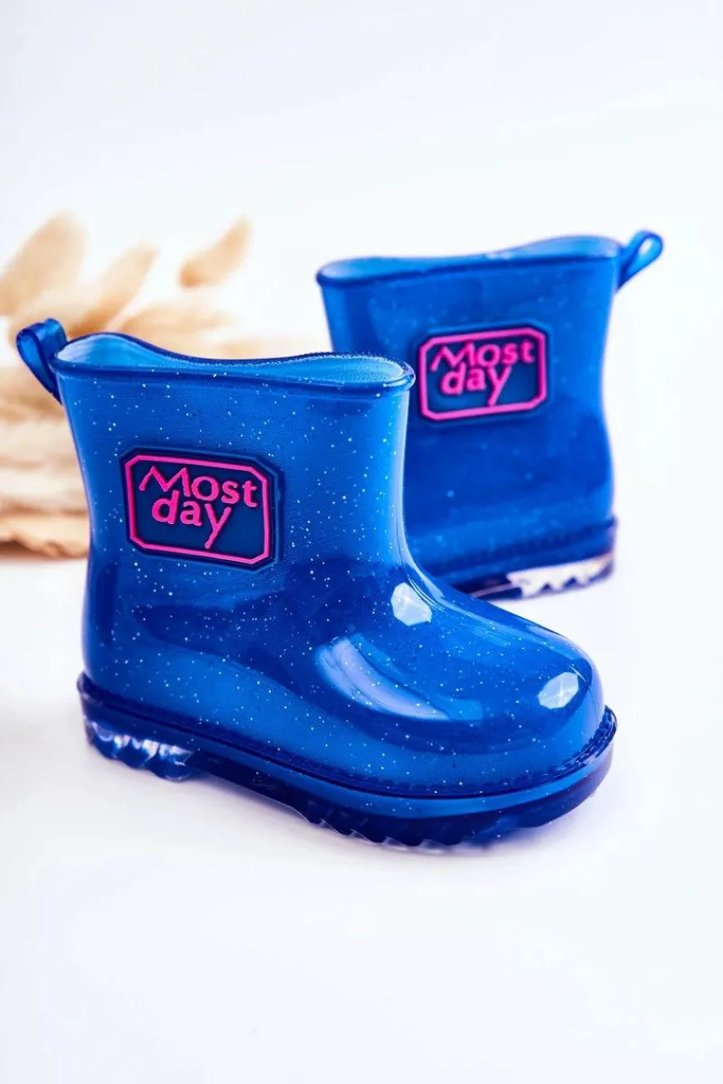 Sale Boto Dziecięce Brokatowe Kalosze Granatowe Rain Niebieski