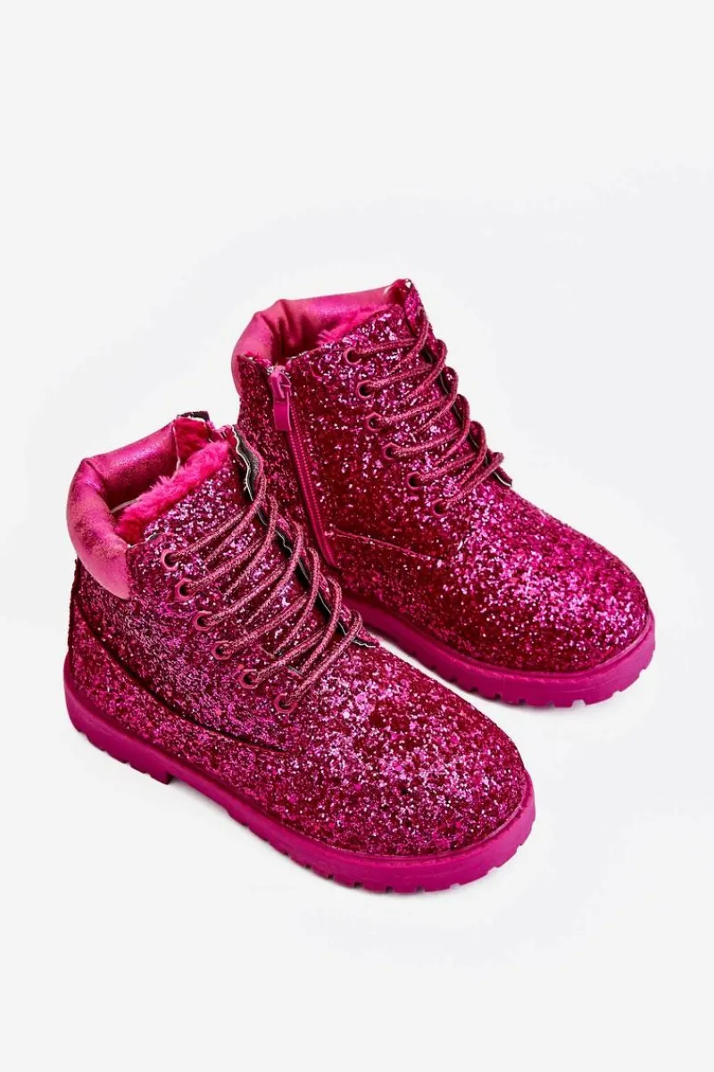 Sale Boto Dziecięce Brokatowe Ocieplane Botki Traperki Fuksja Mermaid