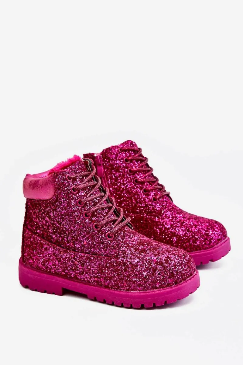Sale Boto Dziecięce Brokatowe Ocieplane Botki Traperki Fuksja Mermaid