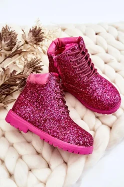 Sale Boto Dziecięce Brokatowe Ocieplane Botki Traperki Fuksja Mermaid