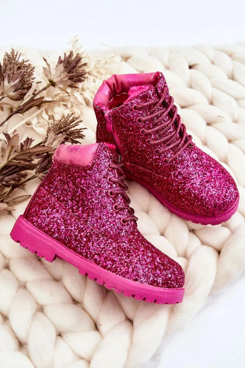 Sale Boto Dziecięce Brokatowe Ocieplane Botki Traperki Fuksja Mermaid
