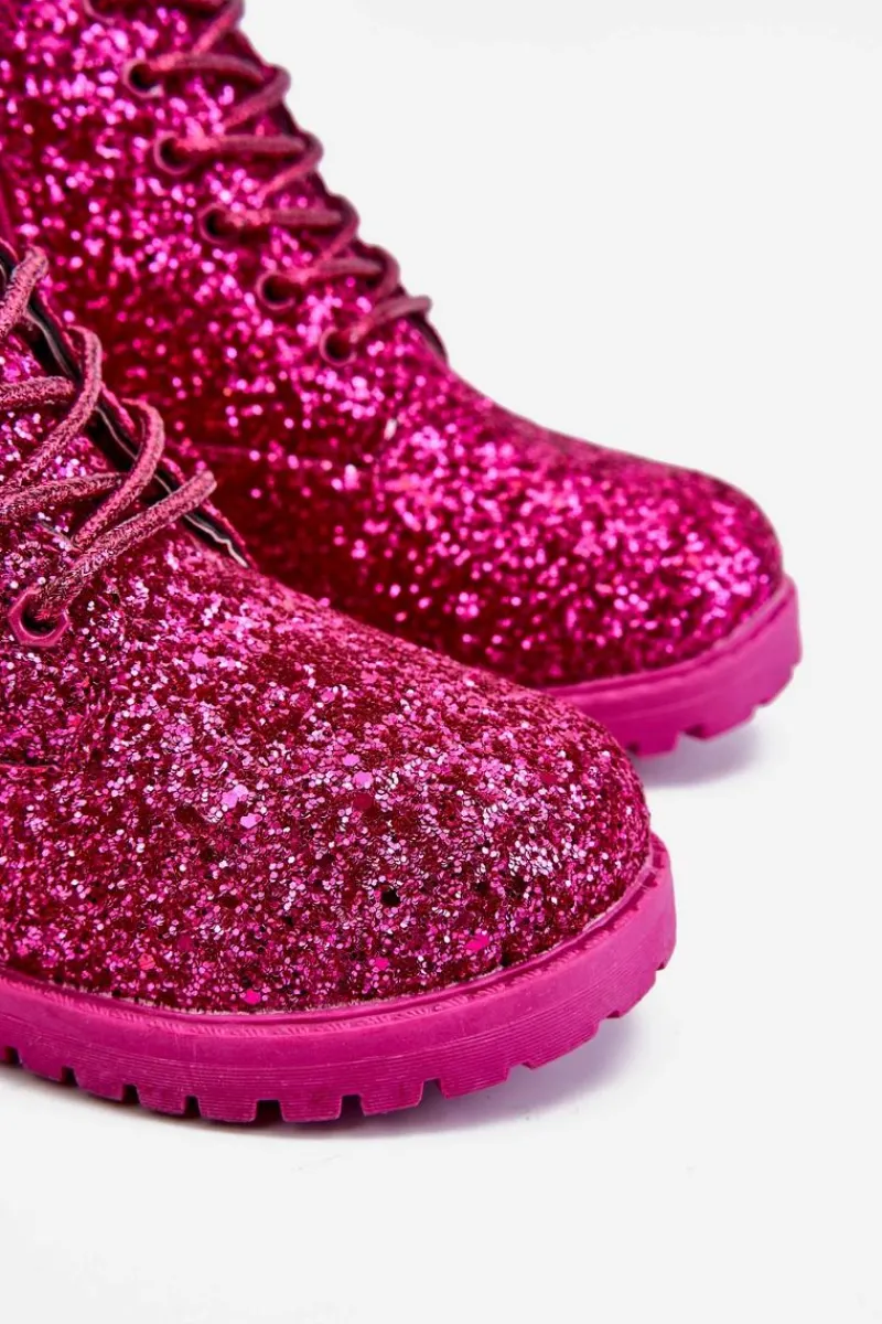 Sale Boto Dziecięce Brokatowe Ocieplane Botki Traperki Fuksja Mermaid