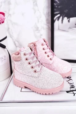 Online Dziecięce Brokatowe Ocieplane Botki Traperki Różowe Mermaid Dzieci Dziewczęce
