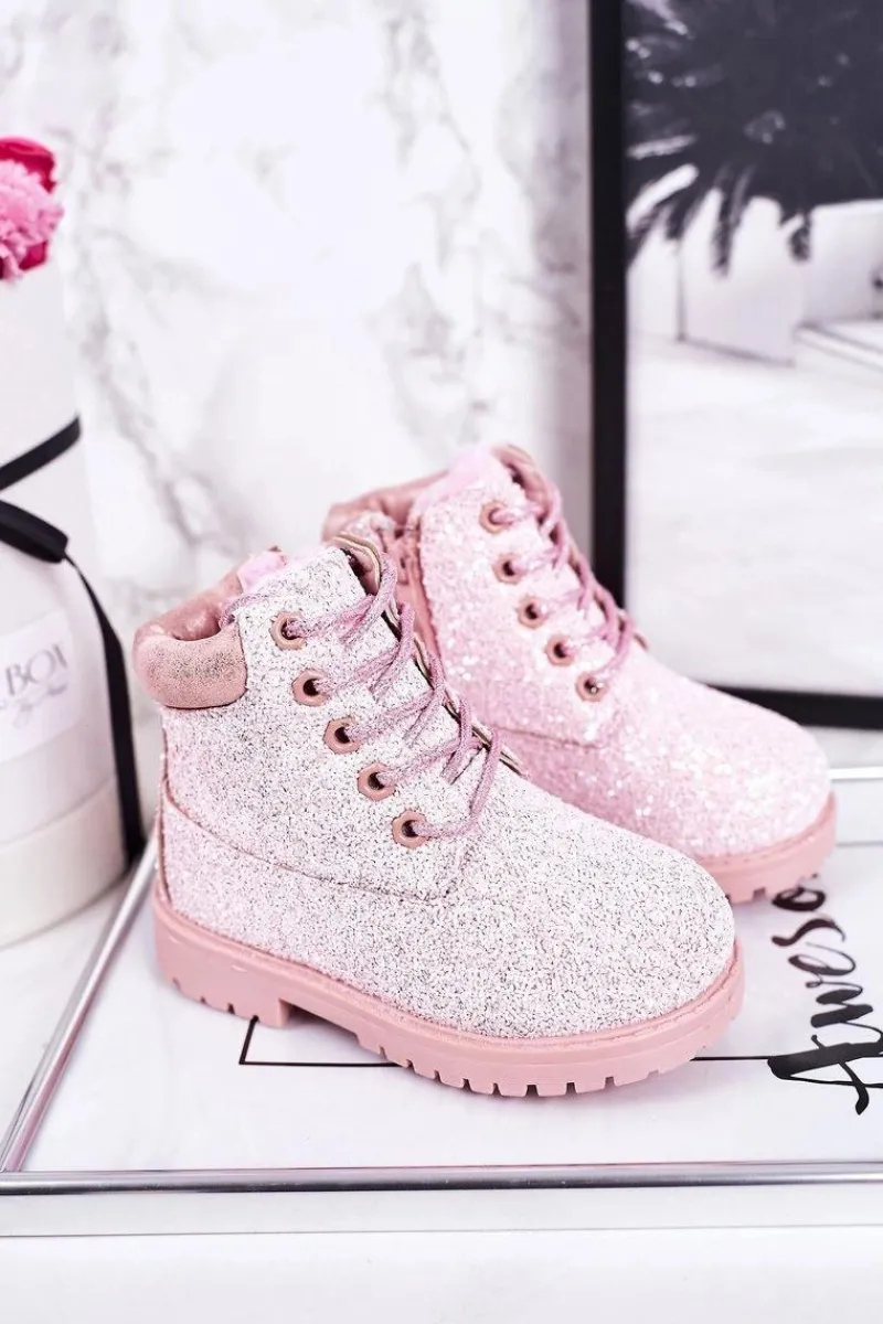 Online Dziecięce Brokatowe Ocieplane Botki Traperki Różowe Mermaid Dzieci Dziewczęce