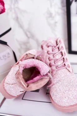 Online Dziecięce Brokatowe Ocieplane Botki Traperki Różowe Mermaid Dzieci Dziewczęce