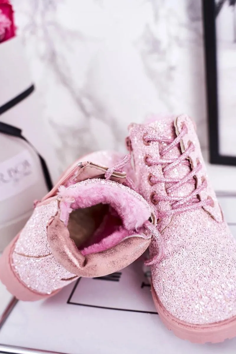 Online Dziecięce Brokatowe Ocieplane Botki Traperki Różowe Mermaid Dzieci Dziewczęce