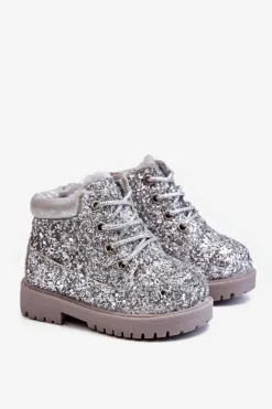 Online Boto Dziecięce Brokatowe Ocieplane Botki Traperki Srebrne Mermaid