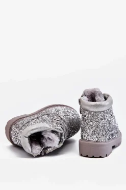 Online Boto Dziecięce Brokatowe Ocieplane Botki Traperki Srebrne Mermaid