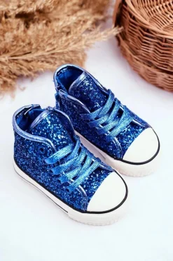 Best Boto Dziecięce Brokatowe Trampki Niebieskie Ally