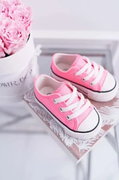 Outlet Dziecięce Brokatowe Trampki Różowe Misty Dzieci Dziewczęce