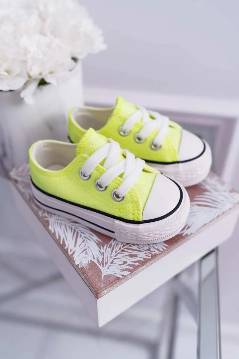 Discount Dziecięce Brokatowe Trampki Limonkowe Misty Dzieci Dziewczęce|Back To School