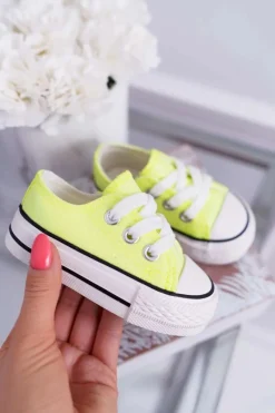 Discount Dziecięce Brokatowe Trampki Limonkowe Misty Dzieci Dziewczęce|Back To School