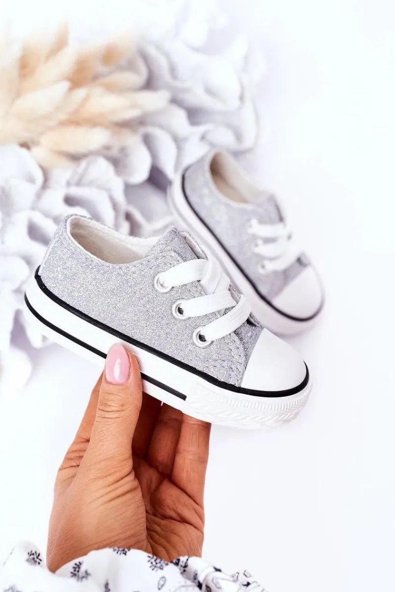Dziewczęce|Back To School>Boto Dziecięce Brokatowe Trampki Srebrne Bling-Bling Srebrny