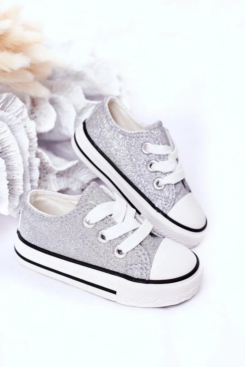 Dziewczęce|Back To School>Boto Dziecięce Brokatowe Trampki Srebrne Bling-Bling Srebrny