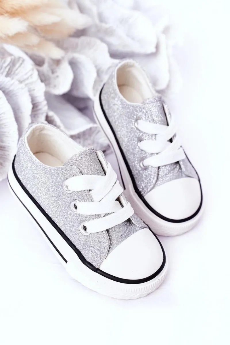 Dziewczęce|Back To School>Boto Dziecięce Brokatowe Trampki Srebrne Bling-Bling Srebrny