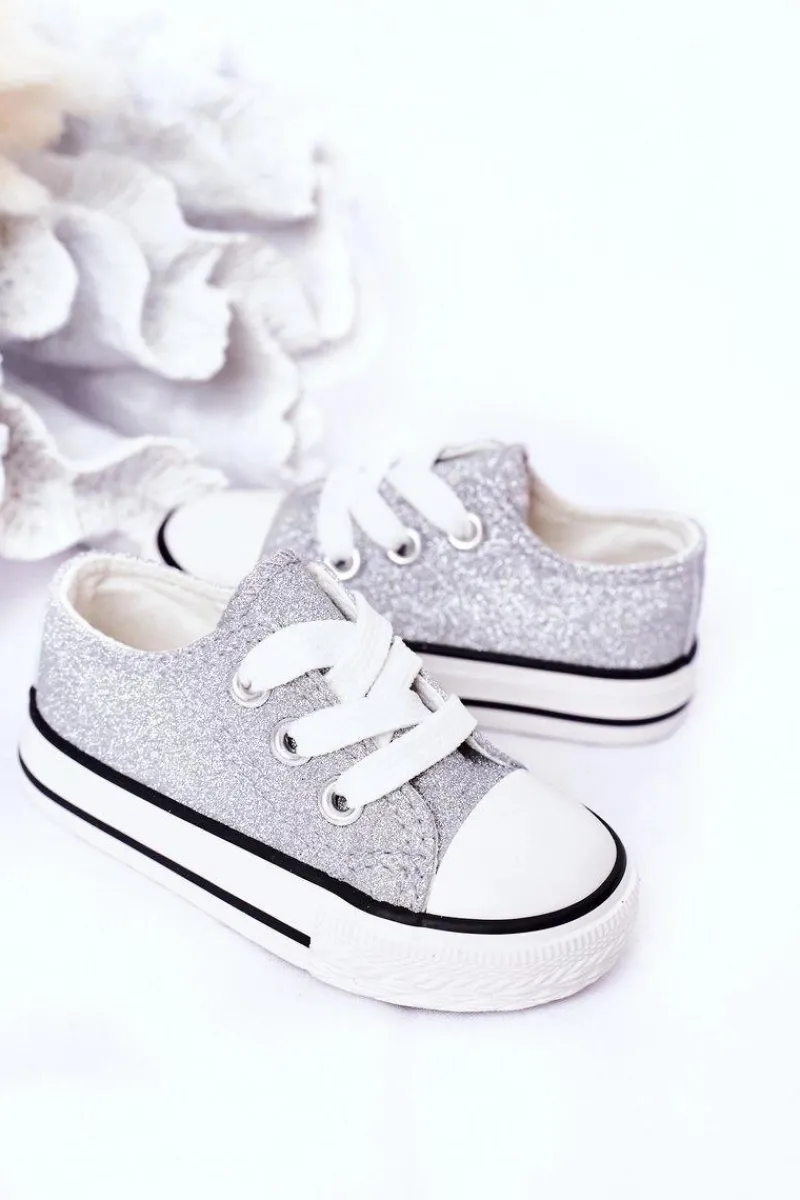 Dziewczęce|Back To School>Boto Dziecięce Brokatowe Trampki Srebrne Bling-Bling Srebrny