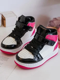 Clearance Boto Dziecięce Buty Sportowe Lakierowane Różowo-Białe Milara Różowy