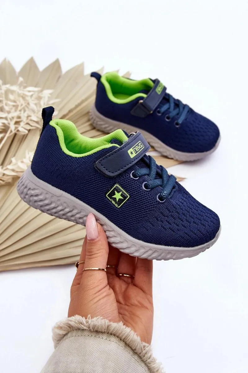 Chłopięce|Dziewczęce>Evento Dziecięce Buty Sportowe Na Rzep Granatowo-Zielone Brego