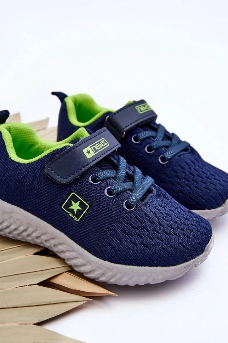 Chłopięce|Dziewczęce>Evento Dziecięce Buty Sportowe Na Rzep Granatowo-Zielone Brego