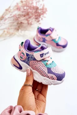 Discount Boto Dziecięce Buty Sportowe Na Rzep Różowo-Fioletowe Lillo