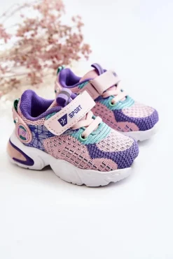 Discount Boto Dziecięce Buty Sportowe Na Rzep Różowo-Fioletowe Lillo