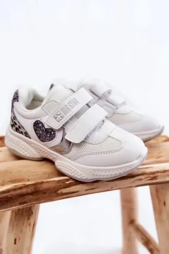 Sale Dziecięce Buty Sportowe Na Rzepy Big Star KK374022 Białe Dzieci Back To School