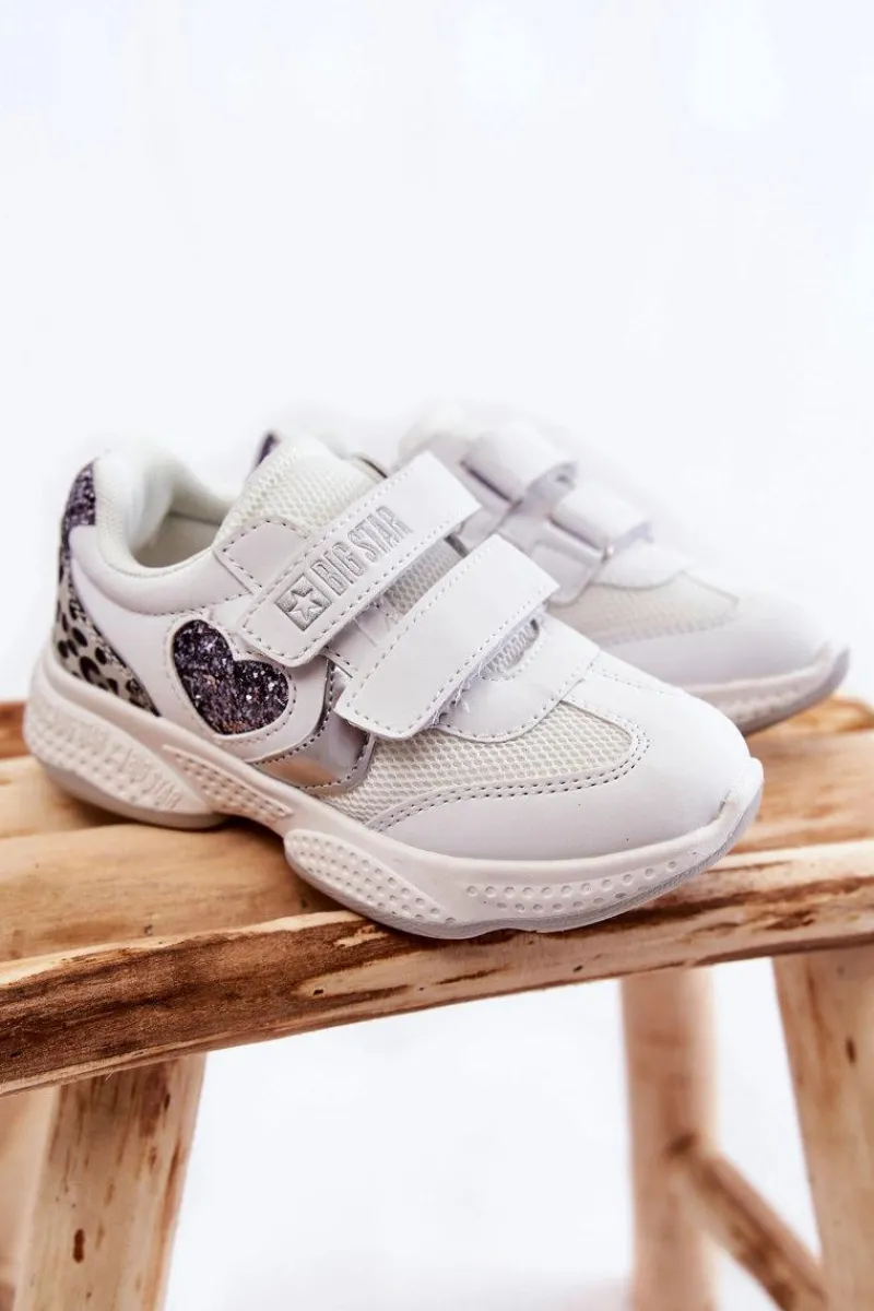 Sale Dziecięce Buty Sportowe Na Rzepy Big Star KK374022 Białe Dzieci Back To School