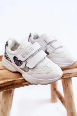 Sale Dziecięce Buty Sportowe Na Rzepy Big Star KK374022 Białe Dzieci Back To School