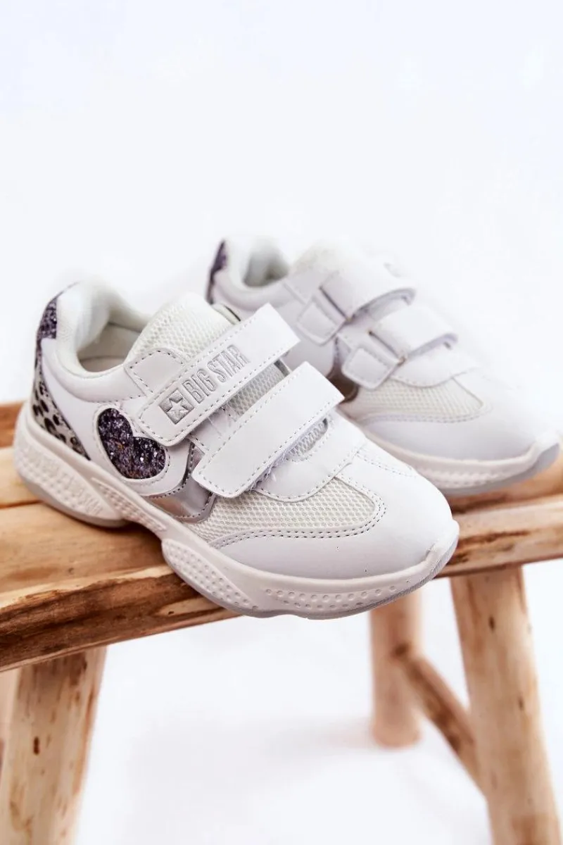 Sale Dziecięce Buty Sportowe Na Rzepy Big Star KK374022 Białe Dzieci Back To School