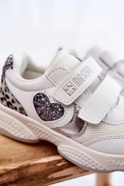 Sale Dziecięce Buty Sportowe Na Rzepy Big Star KK374022 Białe Dzieci Back To School
