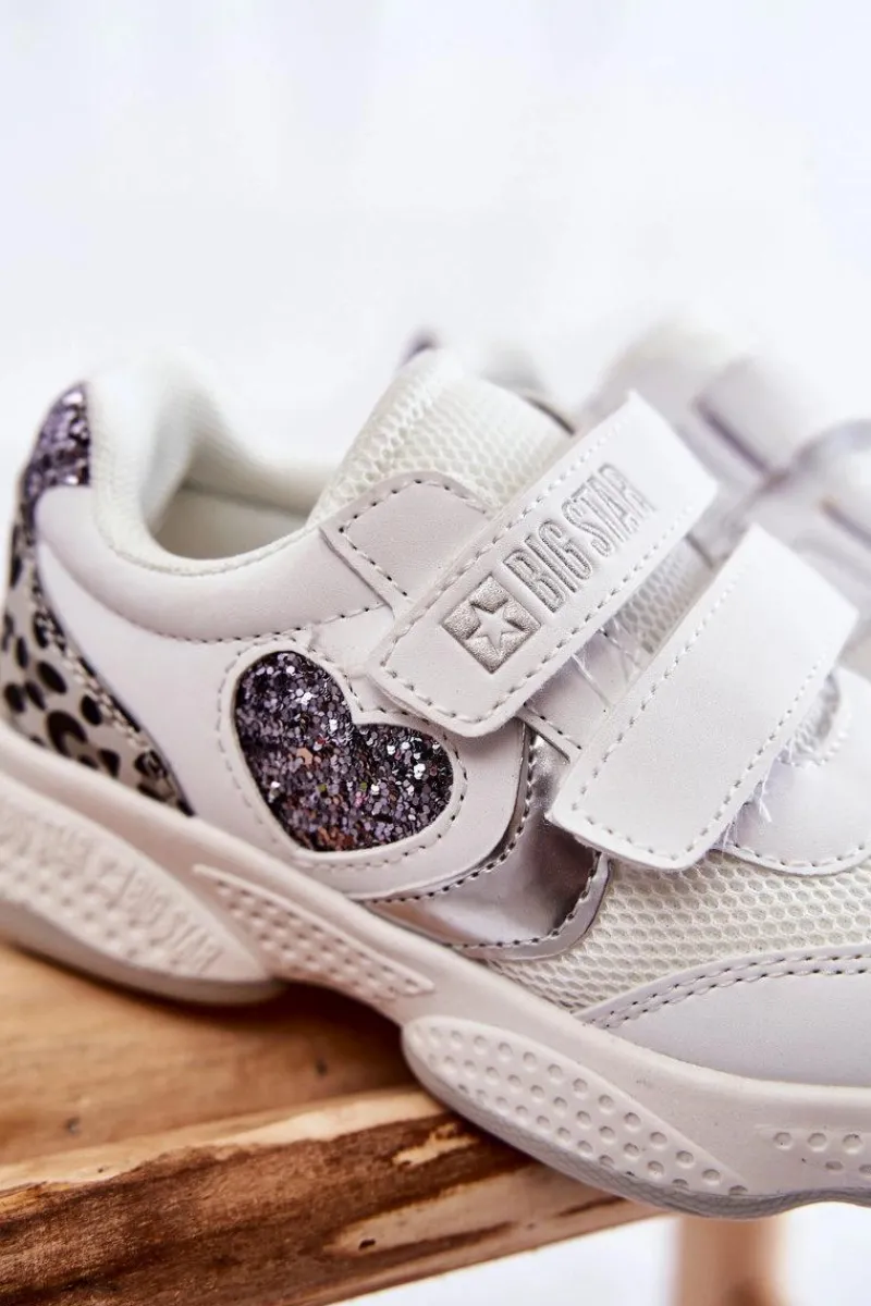 Sale Dziecięce Buty Sportowe Na Rzepy Big Star KK374022 Białe Dzieci Back To School