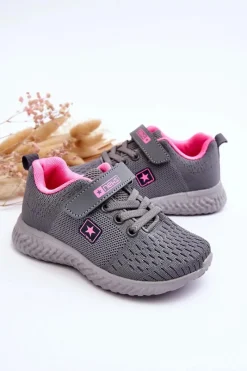 Outlet Dziecięce Buty Sportowe Na Rzep Szare Brego Dzieci Chłopięce|Dziewczęce